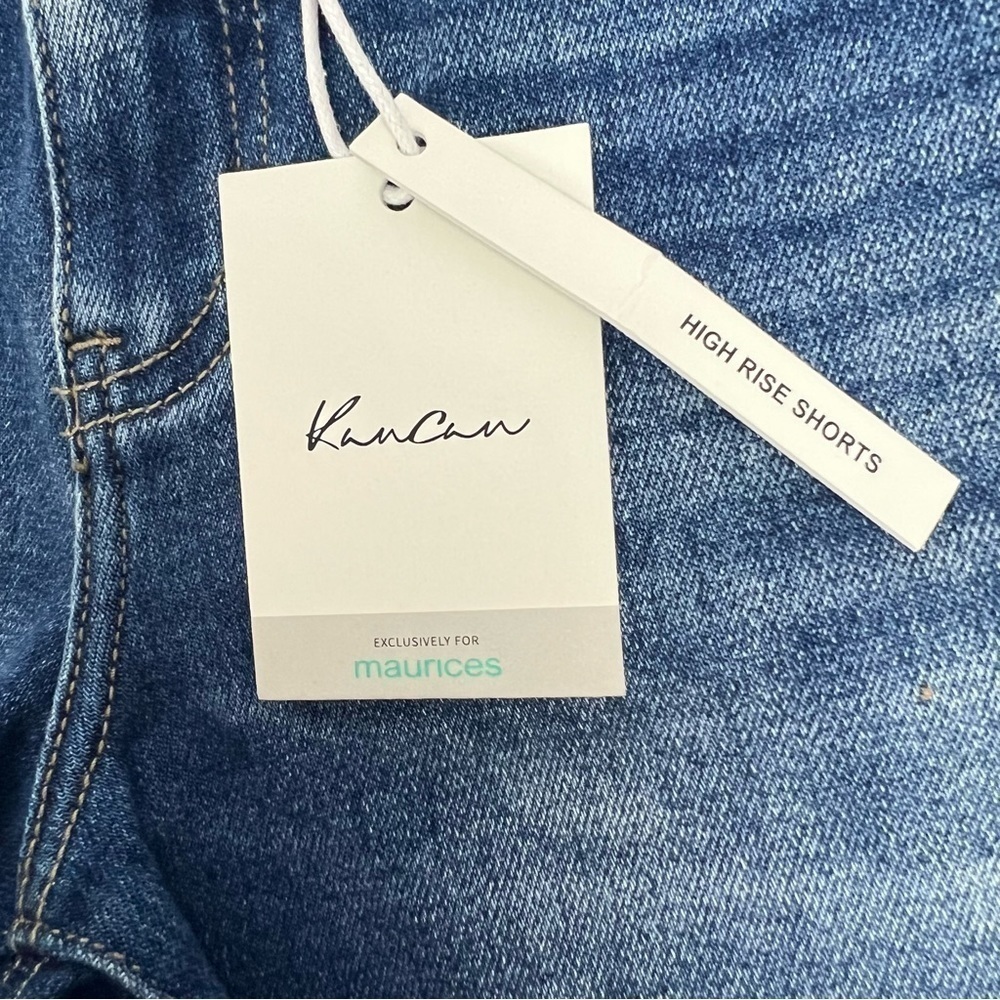 NWT KanCan Women’s High-Rise Blue Jean Shorts Sz 23 (0) Frayed Hems & Waist - Picture 4 of 11